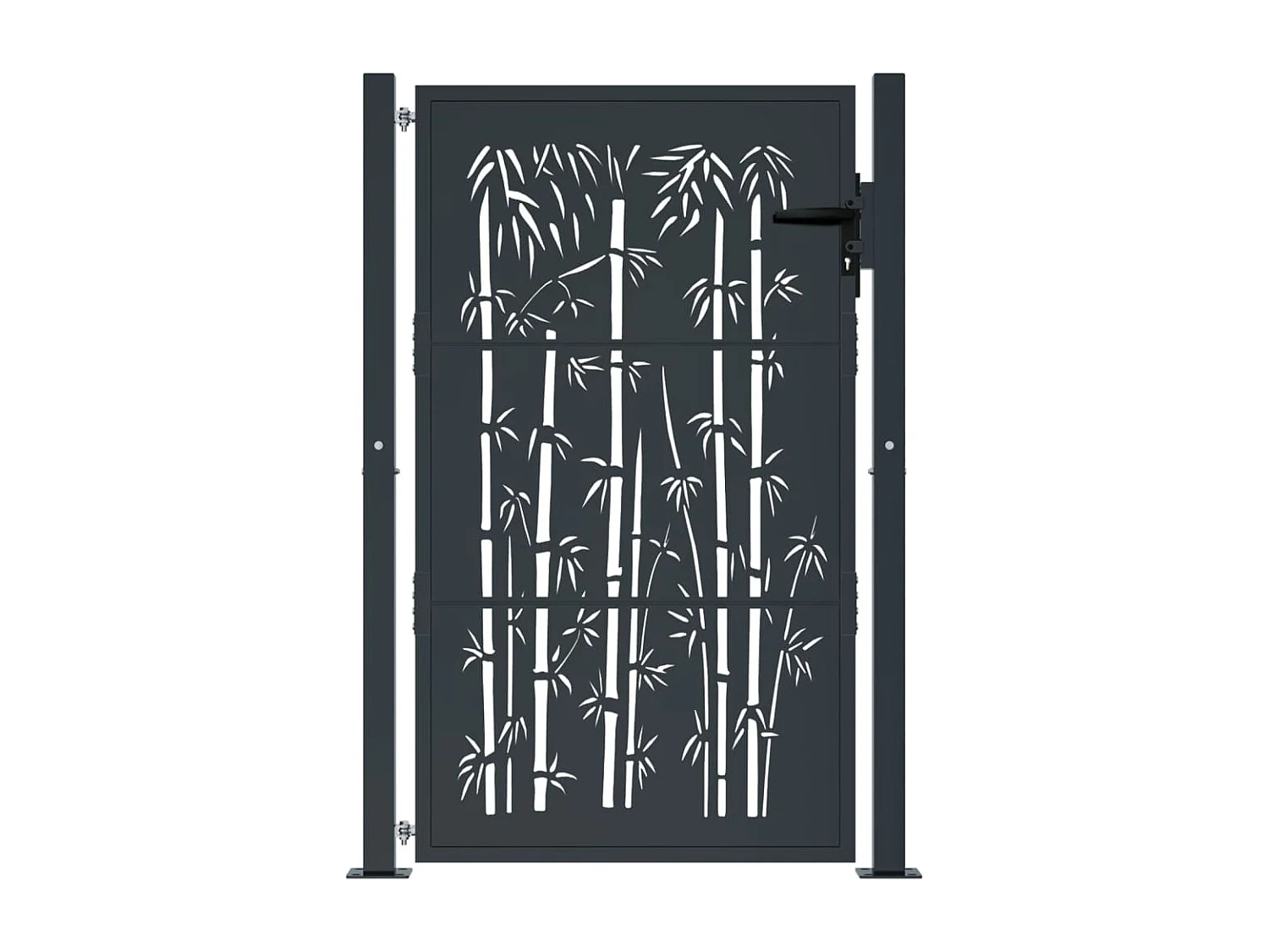 Cancello da giardino antracite 105x155 cm design acciaio bambù