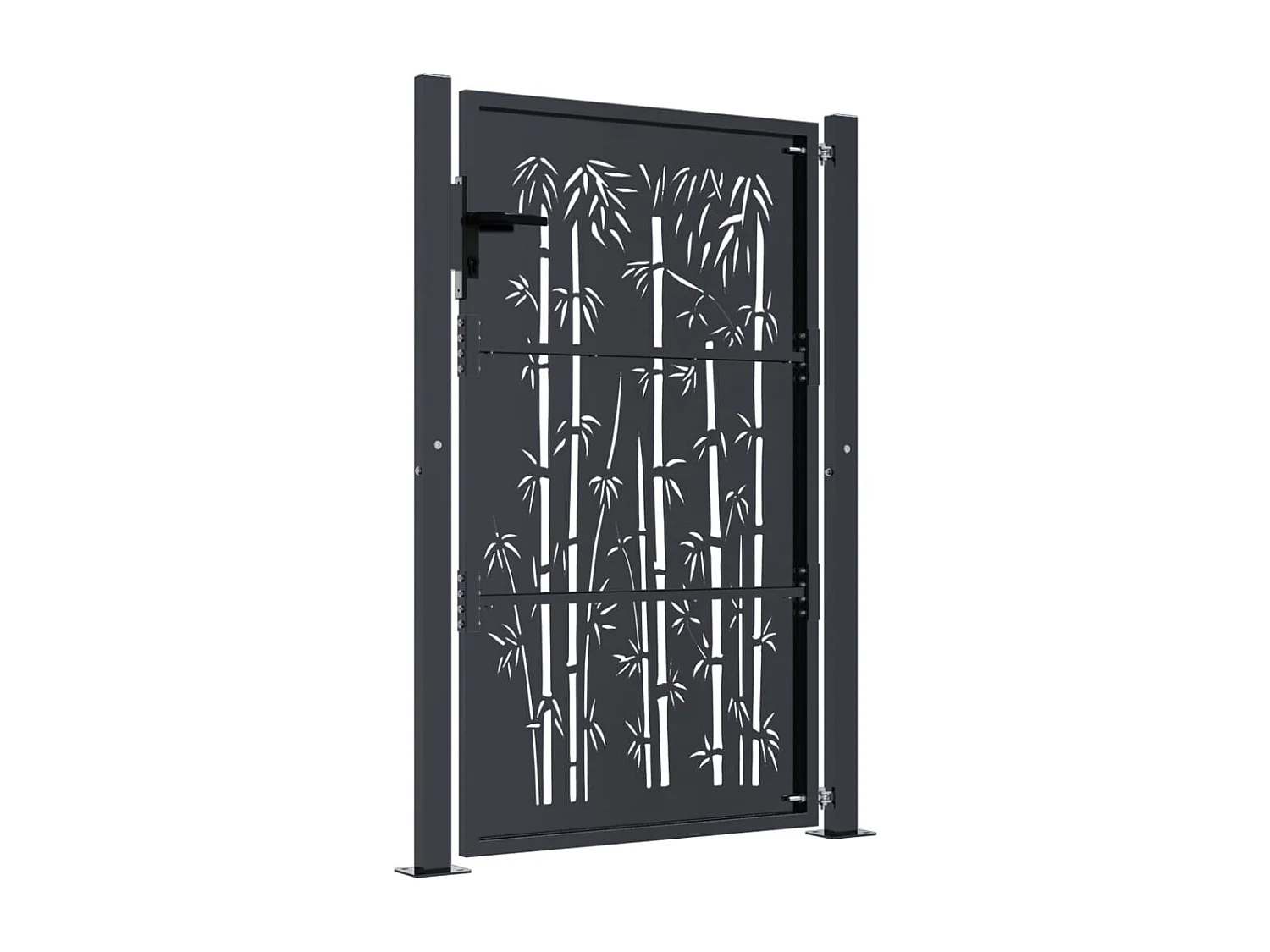 Cancello da giardino antracite 105x155 cm design acciaio bambù