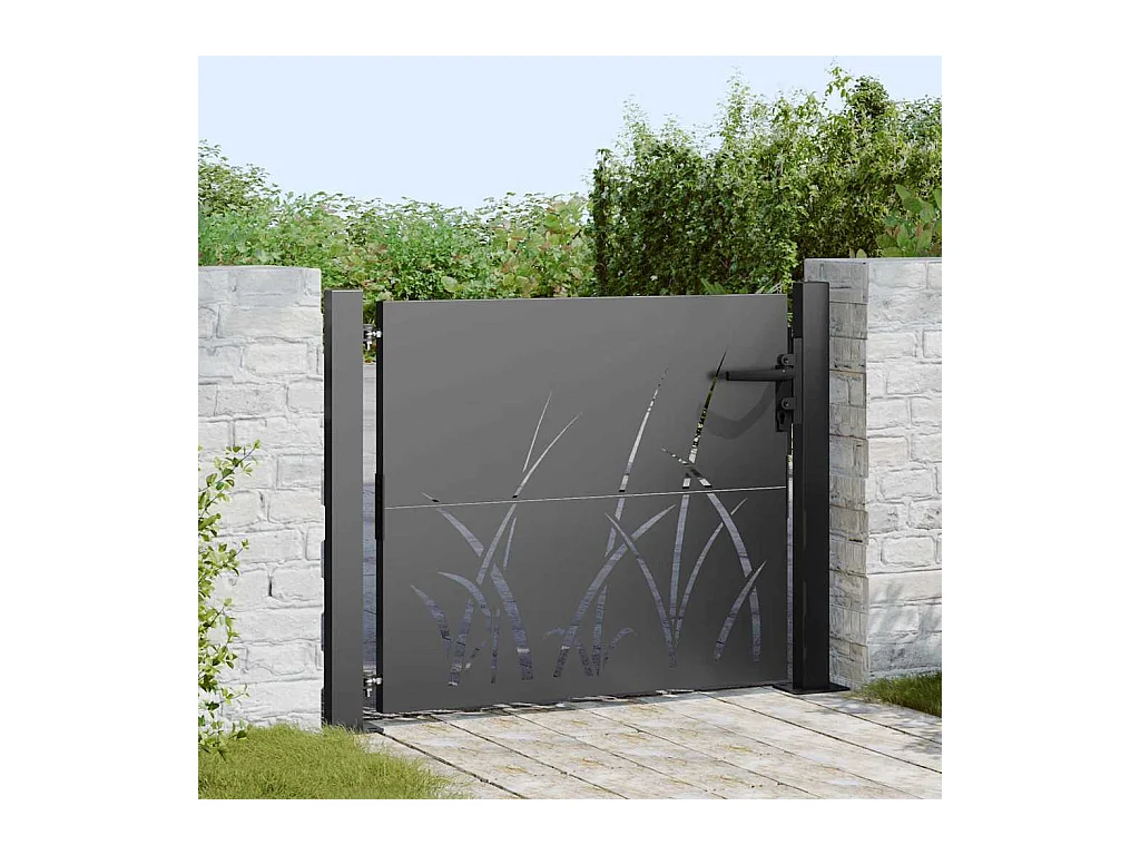 Cancello da giardino nero 105 x 100 cm in acciaio verniciato a polvere