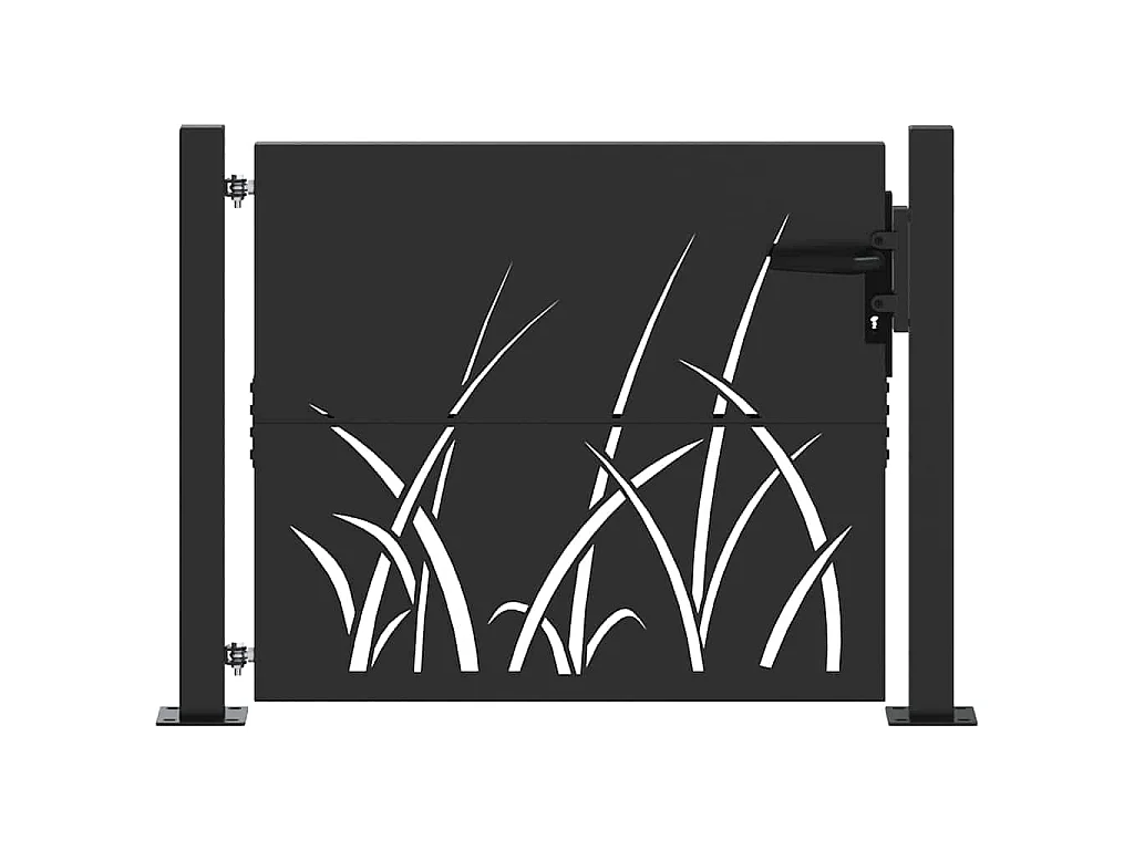 Puerta de jardín negra de 105 x 100 cm de acero con recubrimiento en polvo