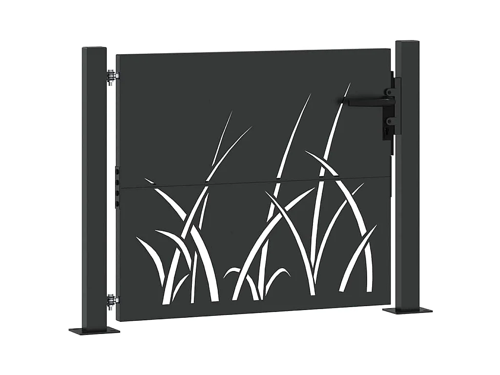 Puerta de jardín negra de 105 x 100 cm de acero con recubrimiento en polvo