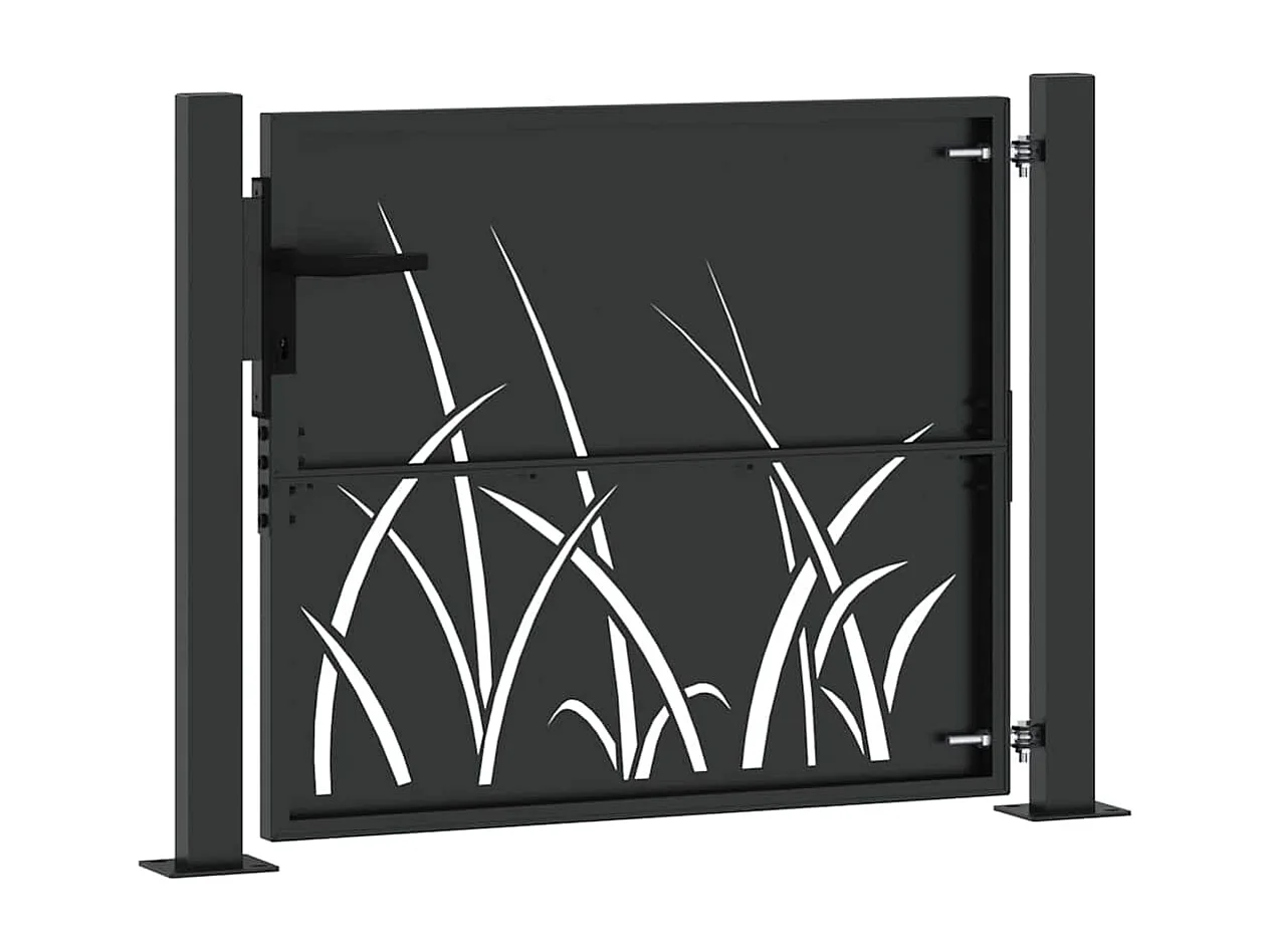 Puerta de jardín negra de 105 x 100 cm de acero con recubrimiento en polvo