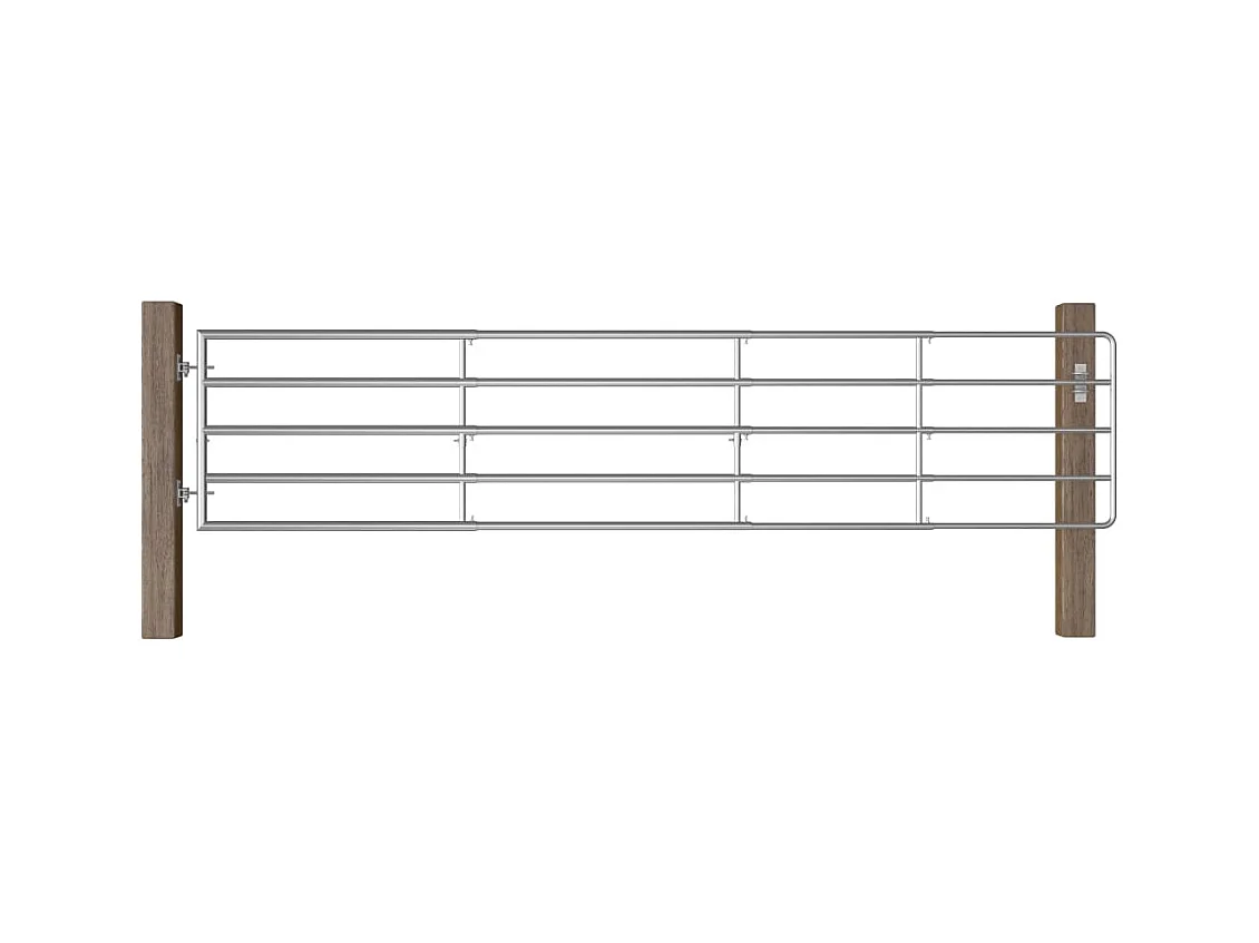 Portillon à 5 barres Acier (150-400)x90 cm Argenté
