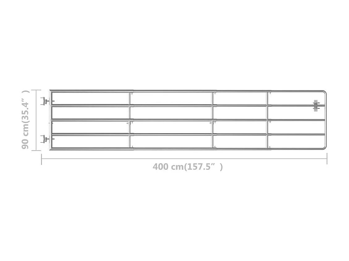 Portillon à 5 barres Acier (150-400)x90 cm Argenté