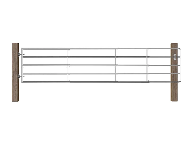 5-stangenpoort Staal (150-400)x90 cm Zilver