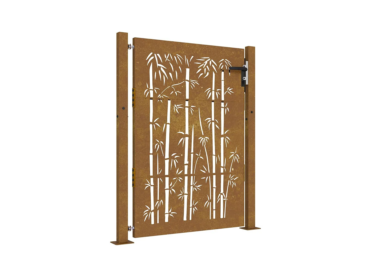 Puerta de jardín 105x130 cm acero corten diseño bambú