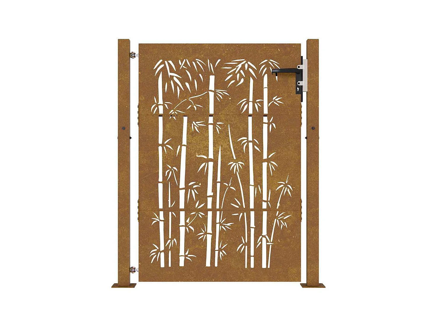 Puerta de jardín 105x130 cm acero corten diseño bambú