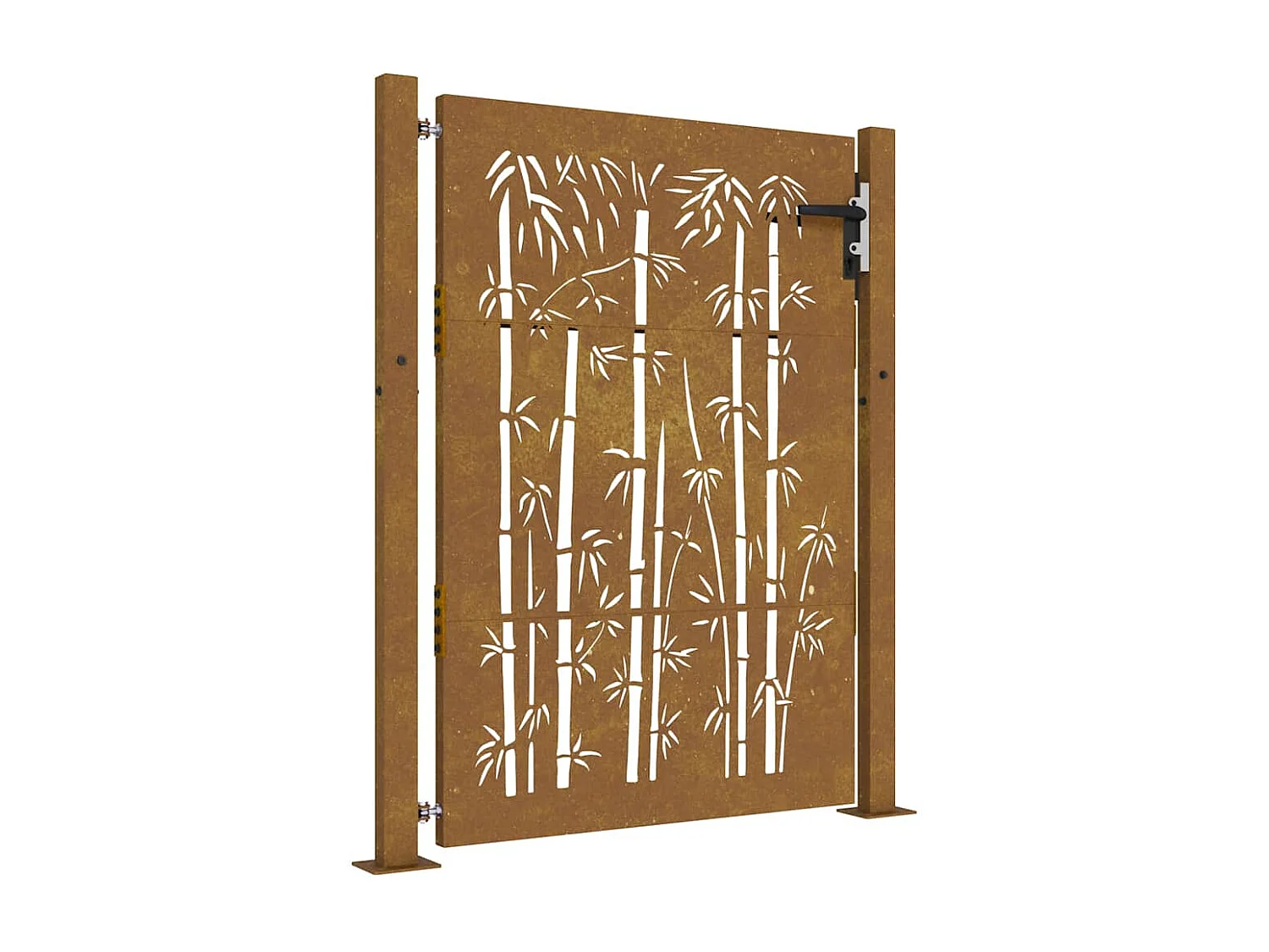Puerta de jardín 105x130 cm acero corten diseño bambú
