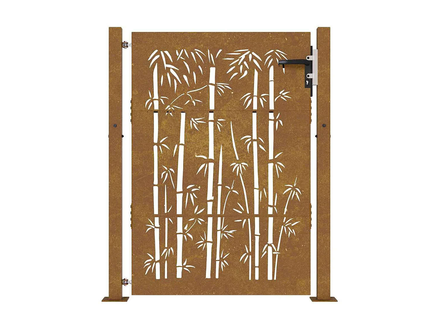 Puerta de jardín 105x130 cm acero corten diseño bambú