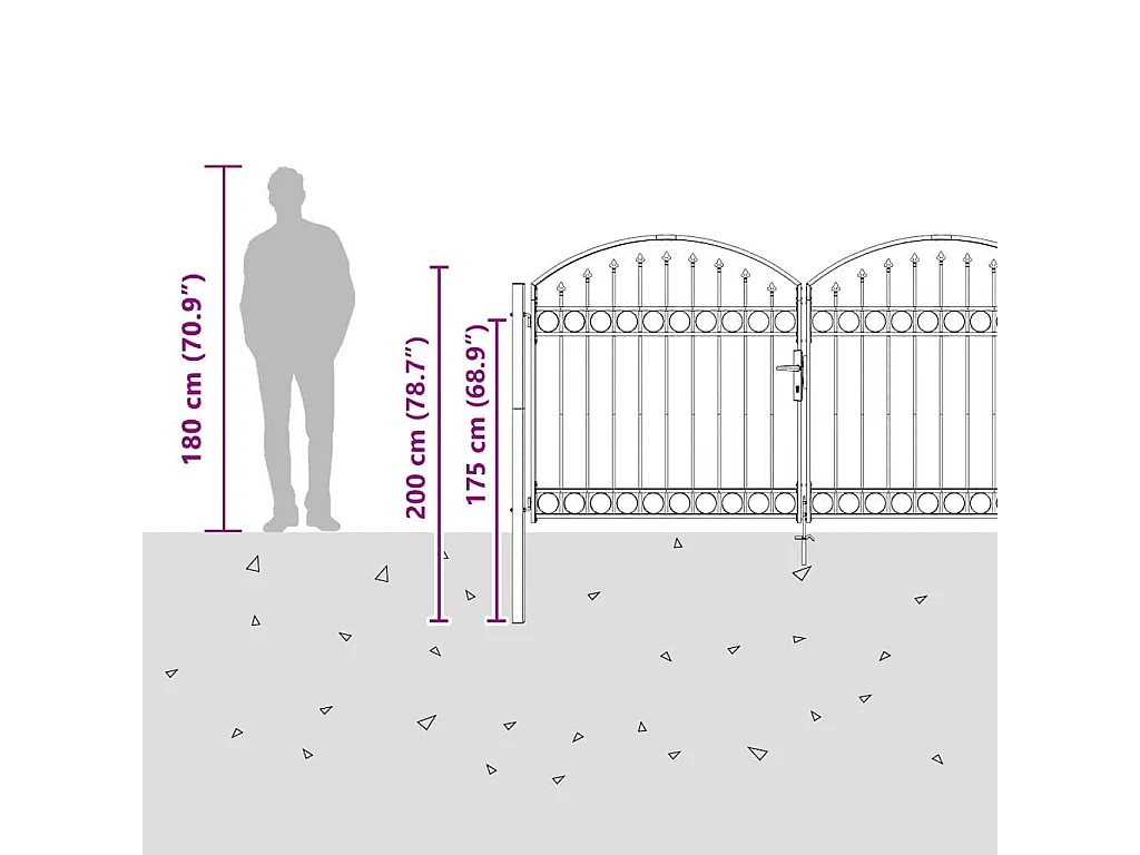 Puerta de valla Otros Gris 300 x 150 cm Acero