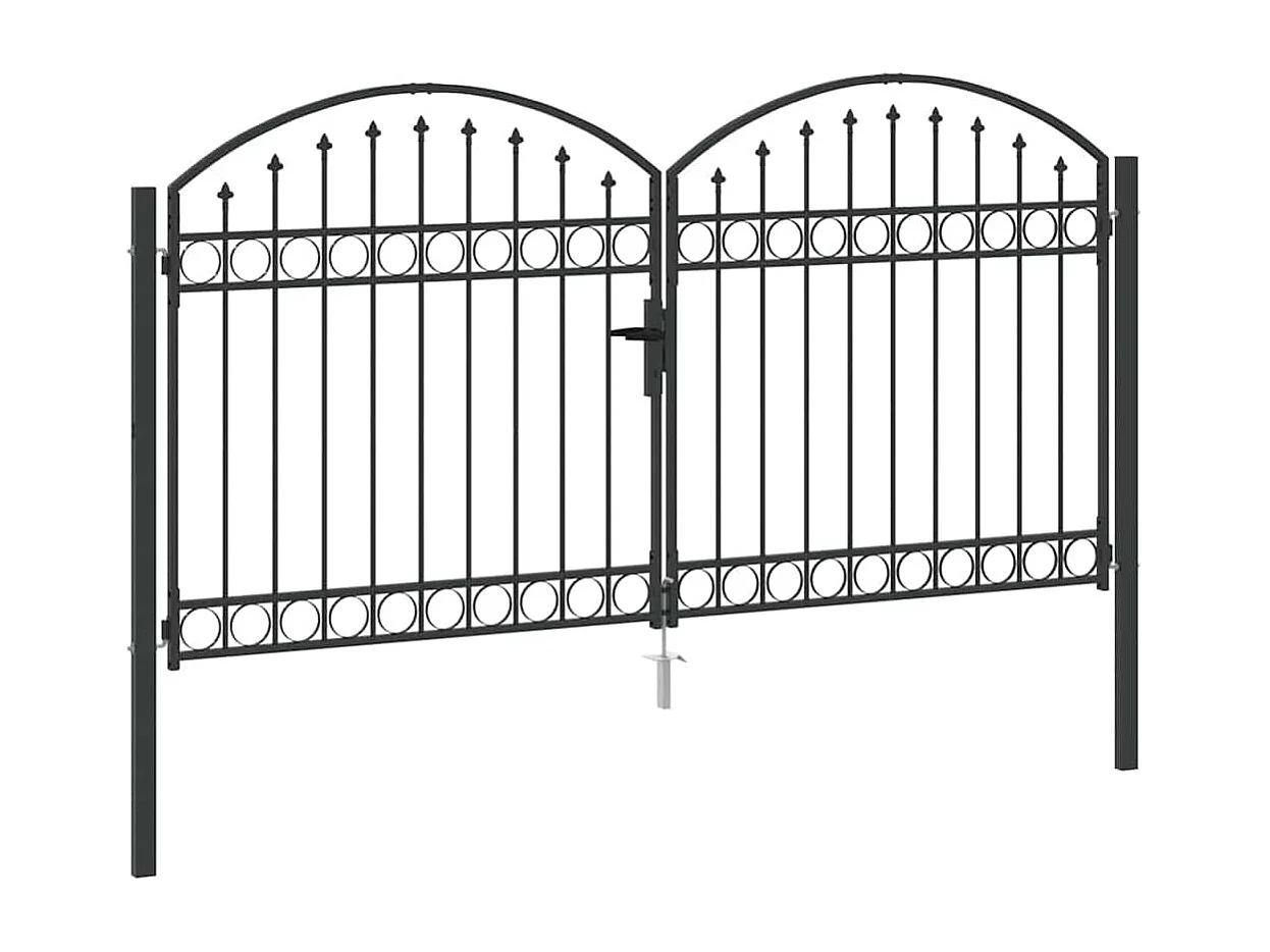 Portail de clôture Autre Gris 300 x 150 cm Acier