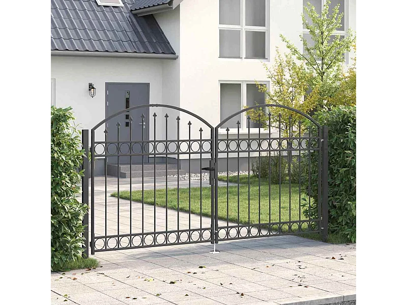 Portail de clôture Autre Gris 300 x 150 cm Acier