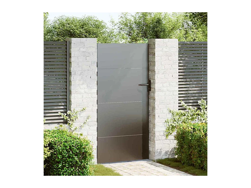 Porte de Jardin Noir 105 x 175 cm Acier peint par poudre