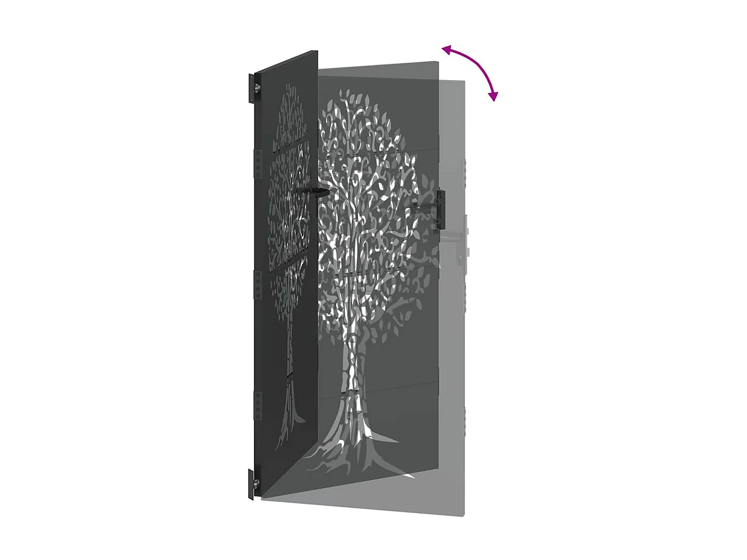 Puerta de jardín, Puerta de jardín 85x75 cm Diseño de árbol en acero Corten