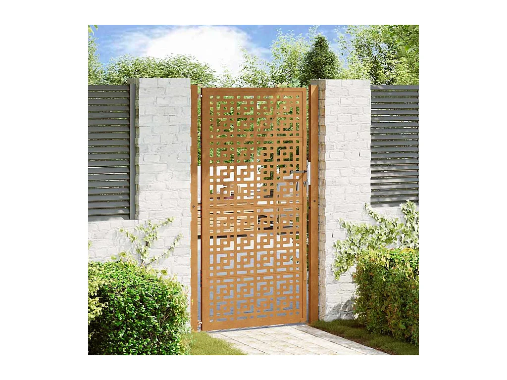 Puerta de jardín de acero resistente a la intemperie con diseño en forma de cruz