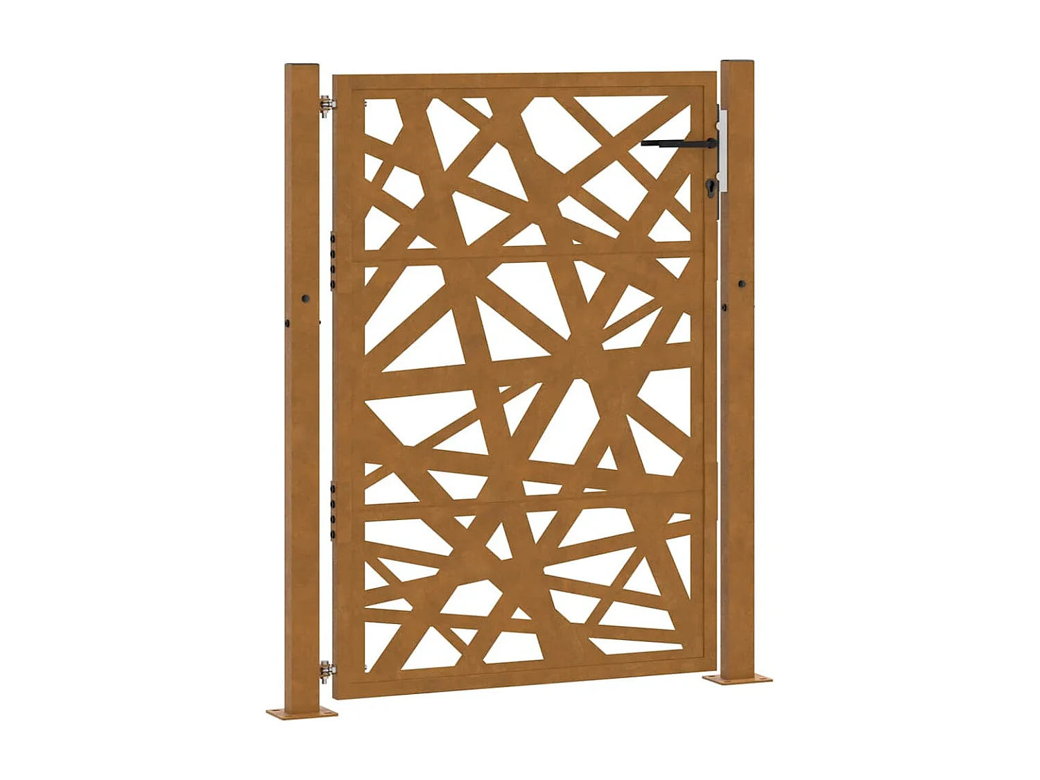 Puerta de jardín de acero resistente a la intemperie con diseño de hojas.