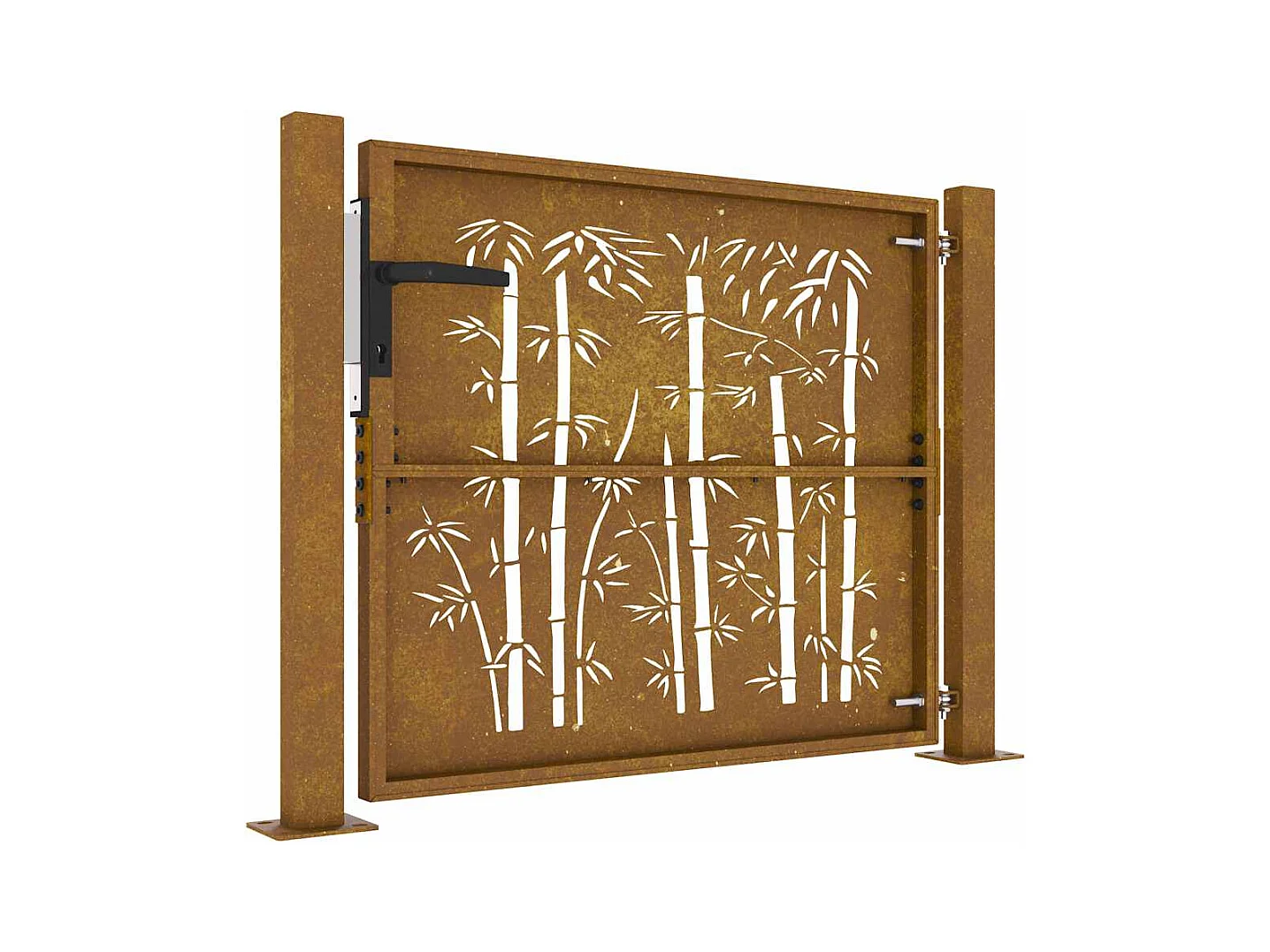 Tuinpoort 105x80 cm cortenstaal bamboe design