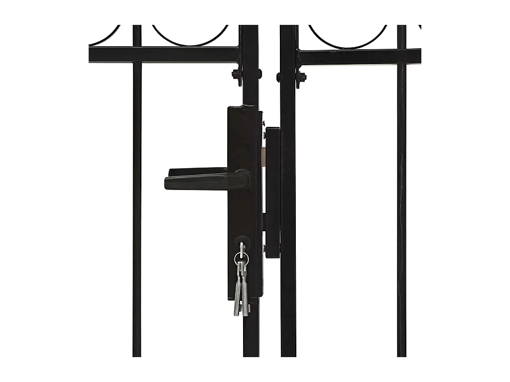 Cancello doppio con parte superiore arcuata Acciaio 300x125 cm Nero