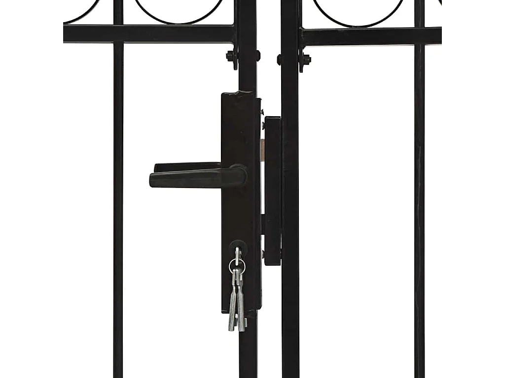 Portillon double porte avec dessus arqué Acier 300x125 cm Noir