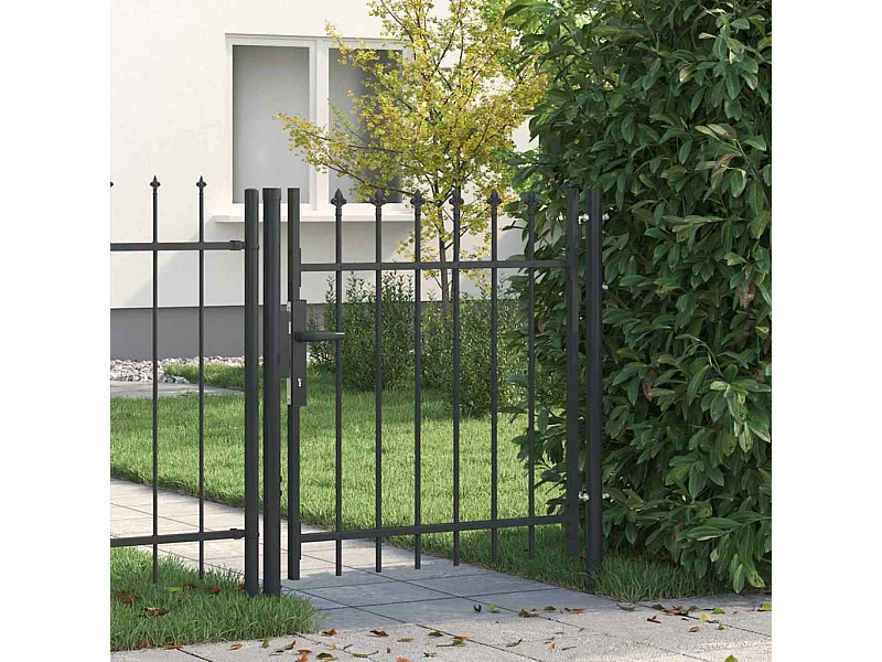 Puerta de valla gris de 100 x 100 cm de acero con recubrimiento en polvo