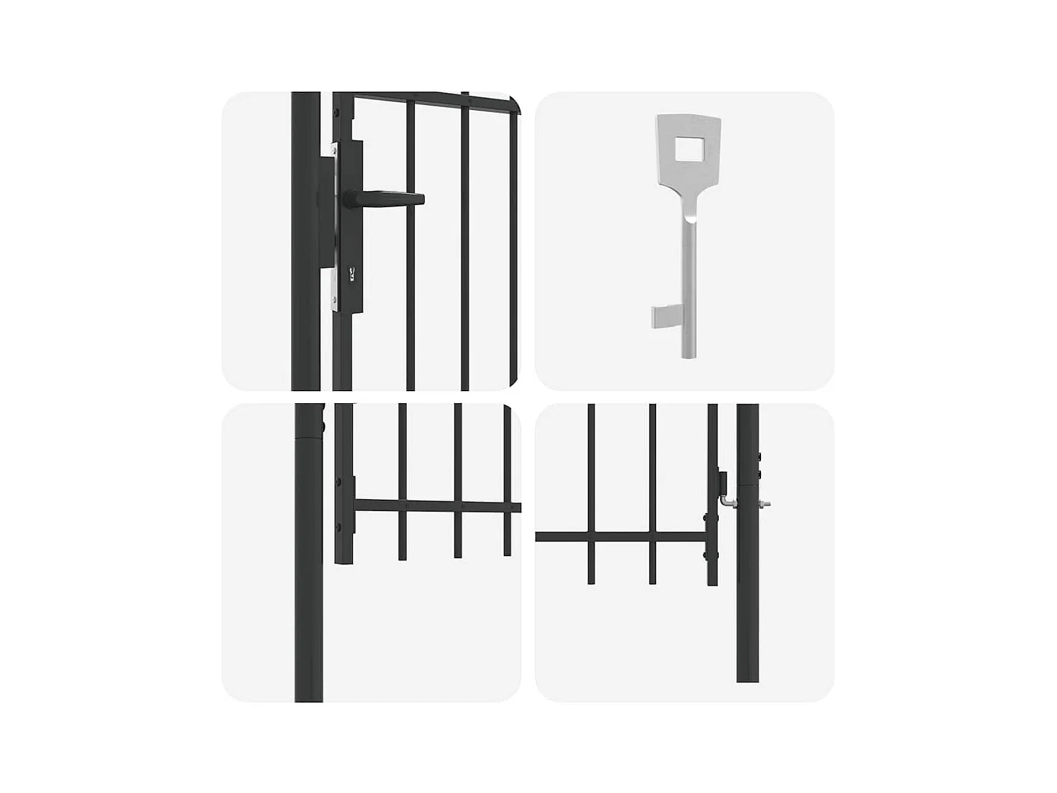 Cancello per recinzione grigio 100 x 100 cm in acciaio verniciato a polvere