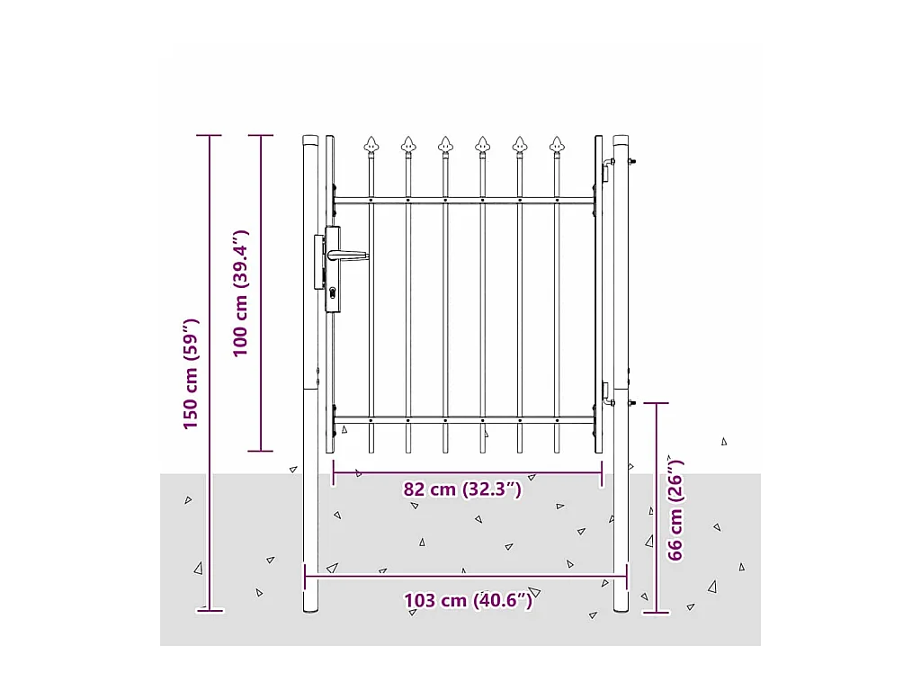 Cancello per recinzione grigio 100 x 100 cm in acciaio verniciato a polvere
