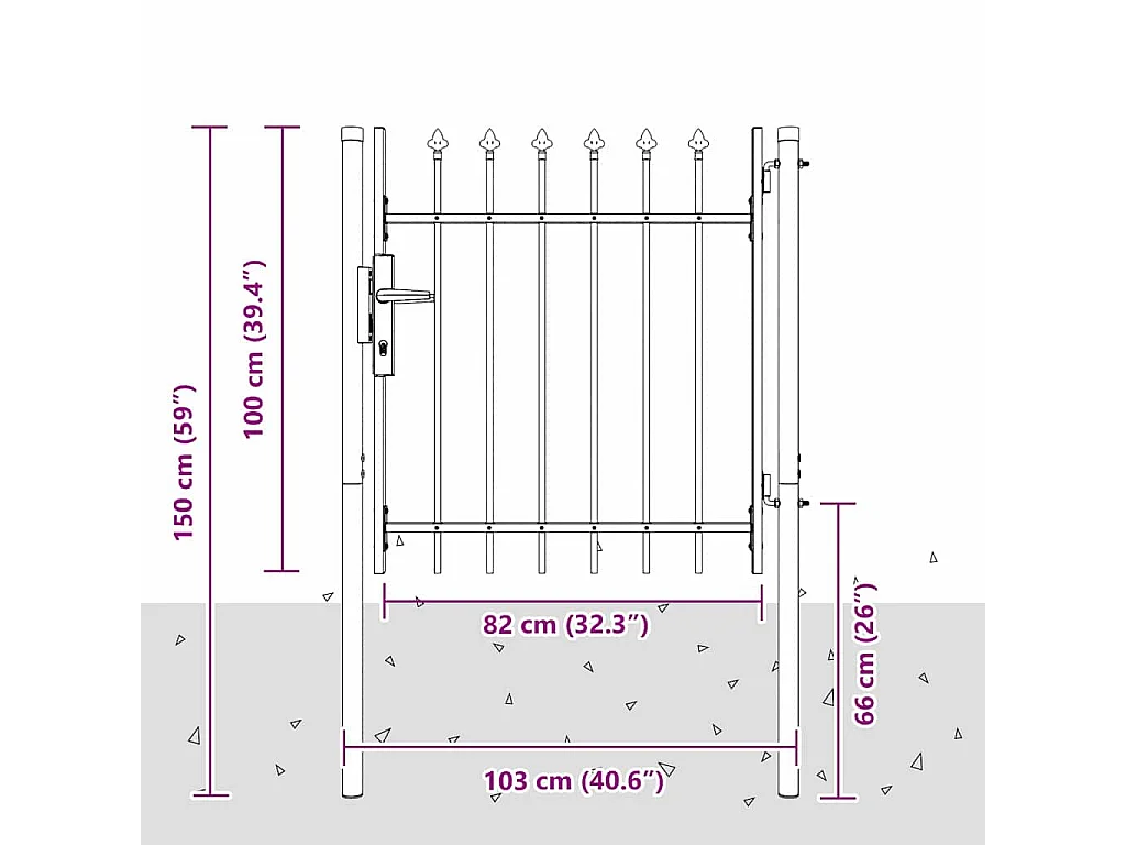 Cancello per recinzione grigio 100 x 100 cm in acciaio verniciato a polvere