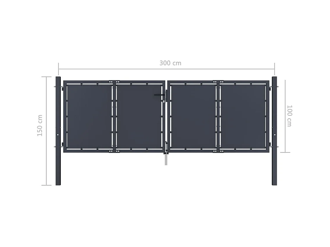 Puerta de jardín de acero 300 x 100 cm Antracita