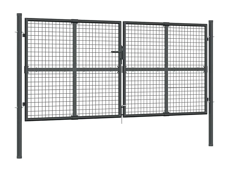 Portail de jardin grillagé Anthracite 300 x 125 cm Acier galvanisé