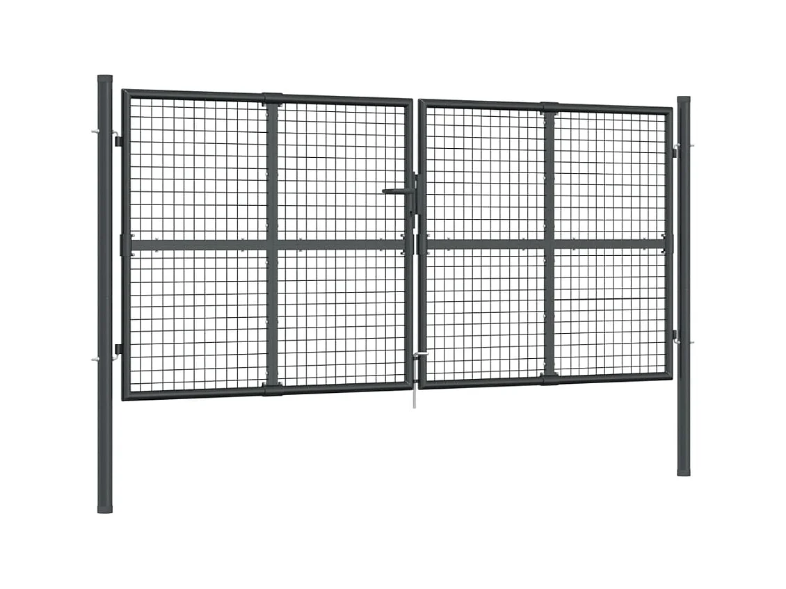 Portail de jardin grillagé Anthracite 300 x 125 cm Acier galvanisé