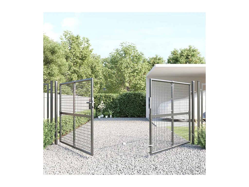 Portail de jardin grillagé Anthracite 300 x 125 cm Acier galvanisé