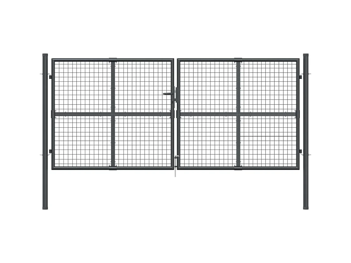 Portail de jardin grillagé Anthracite 300 x 125 cm Acier galvanisé