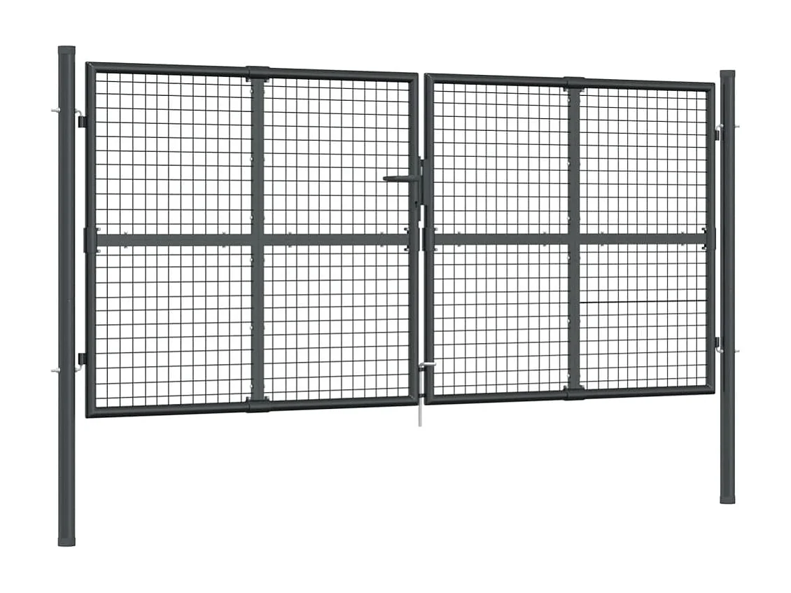 Portail de jardin grillagé Anthracite 300 x 125 cm Acier galvanisé