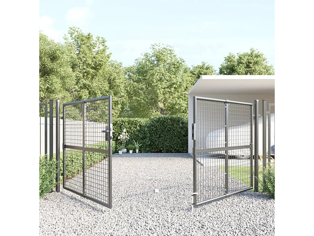 Portail de jardin grillagé Anthracite 300 x 125 cm Acier galvanisé