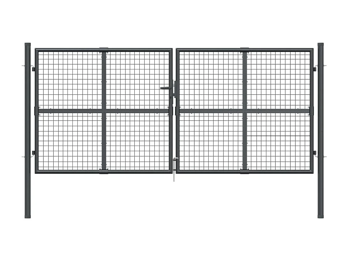 Portail de jardin grillagé Anthracite 300 x 125 cm Acier galvanisé