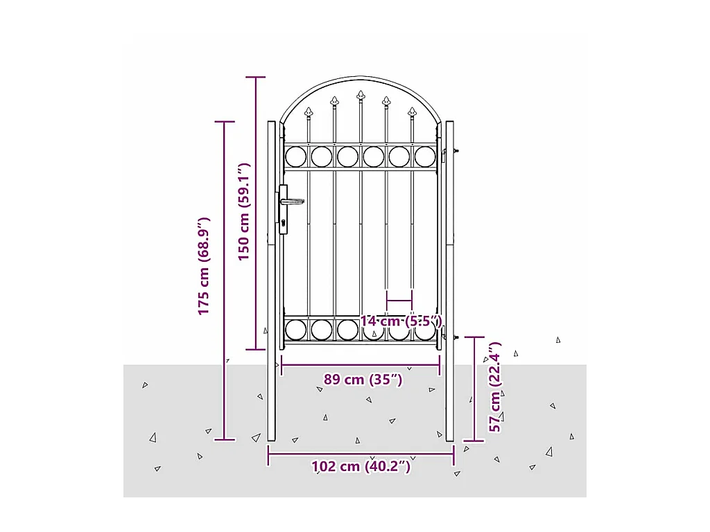 Cancello per recinzione grigio 100 x 150 cm in acciaio verniciato a polvere