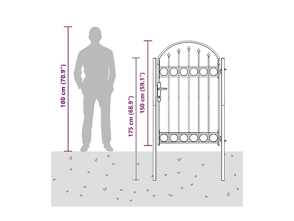 Cancello per recinzione grigio 100 x 150 cm in acciaio verniciato a polvere