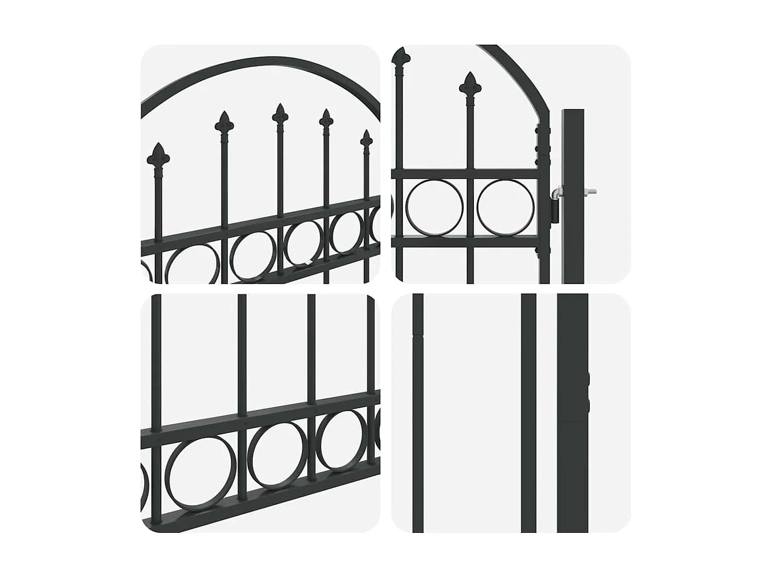 Puerta de valla gris de 100 x 150 cm de acero con recubrimiento en polvo