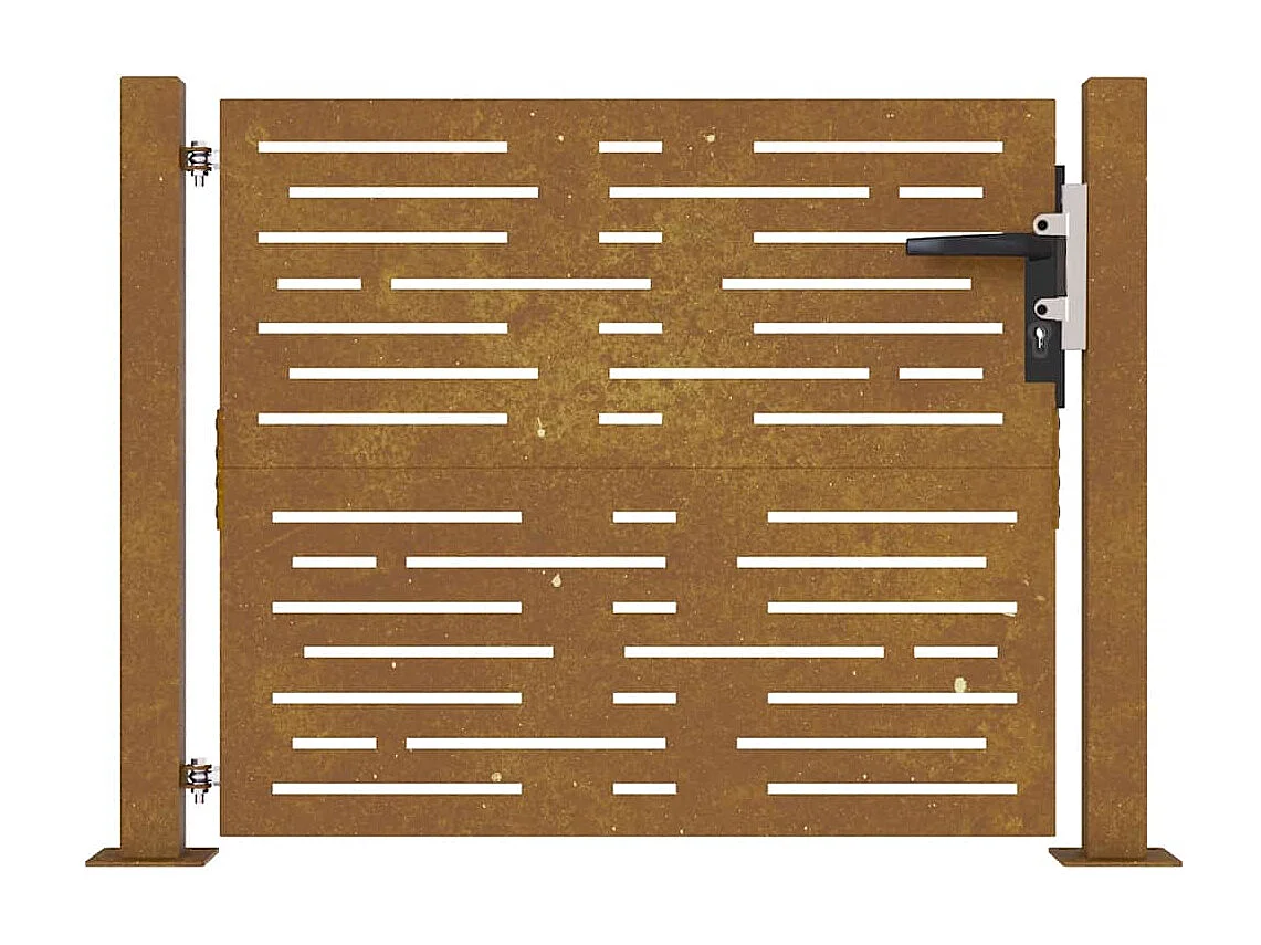 Cancello da giardino 105x80 cm in acciaio corten design quadrato