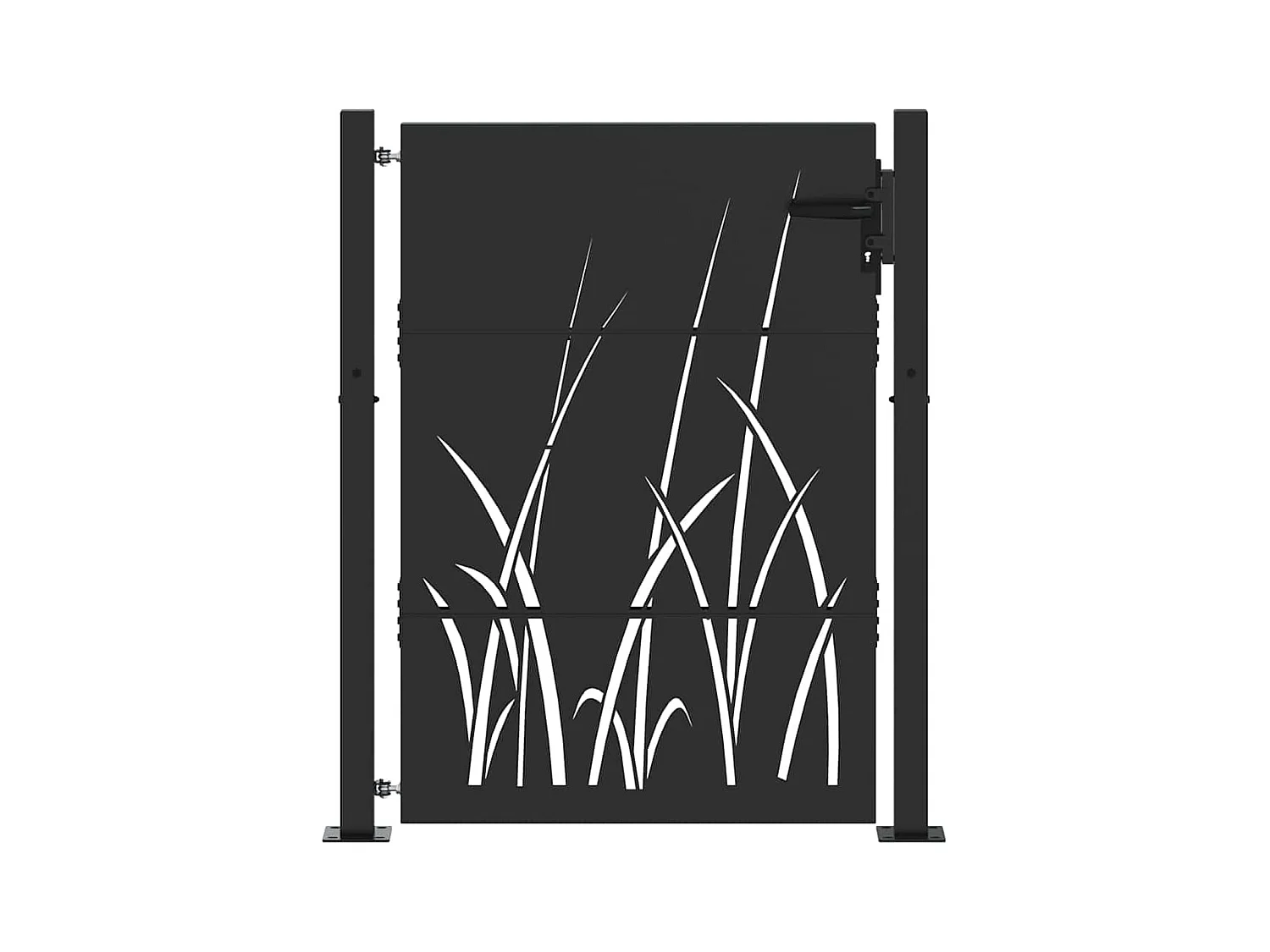 Puerta de jardín negra de 105 x 150 cm de acero con recubrimiento en polvo