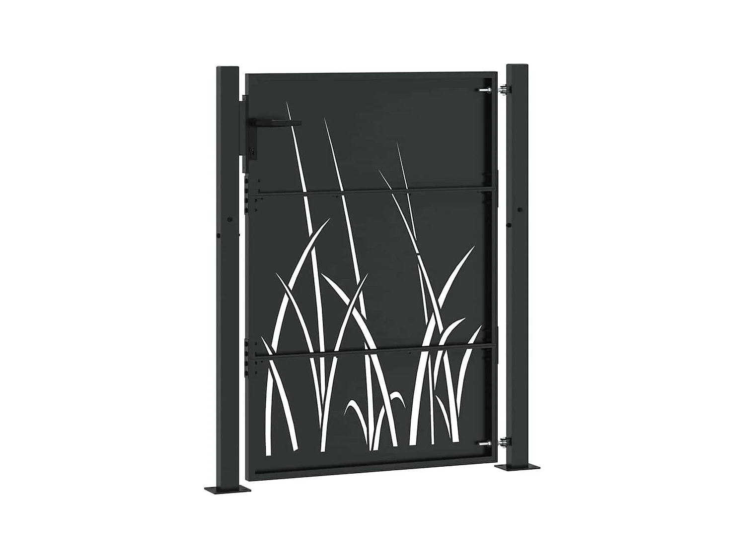 Puerta de jardín negra de 105 x 150 cm de acero con recubrimiento en polvo