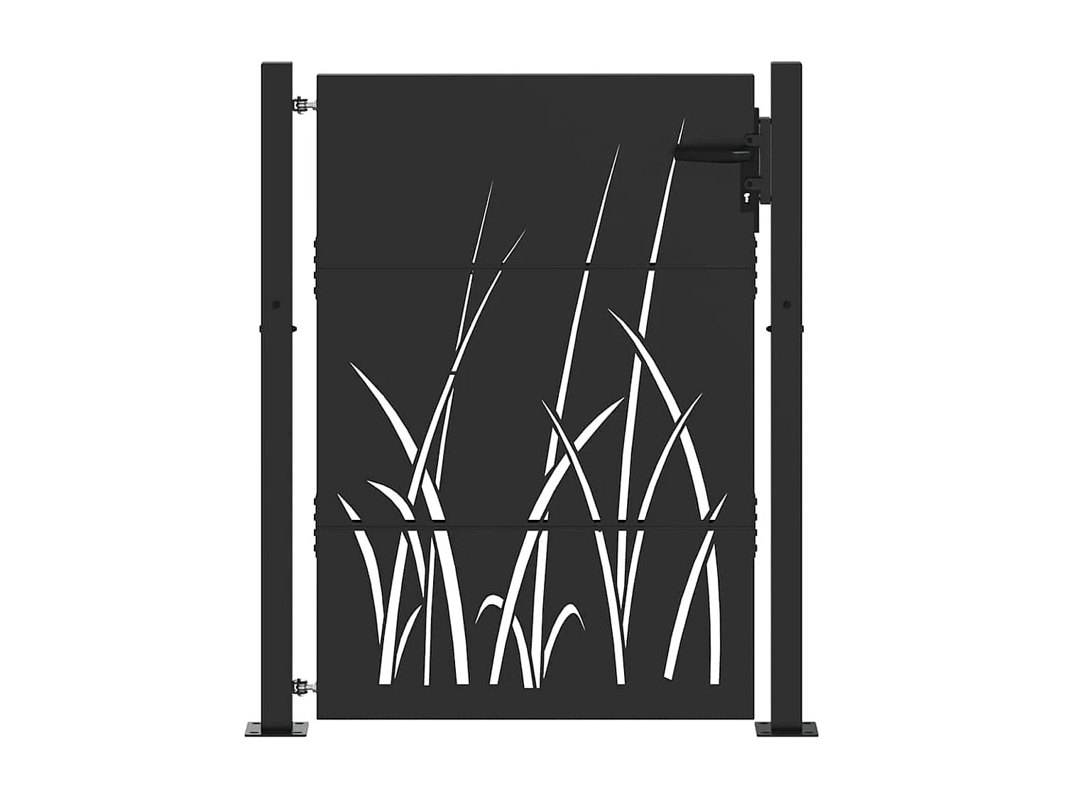 Puerta de jardín negra de 105 x 150 cm de acero con recubrimiento en polvo