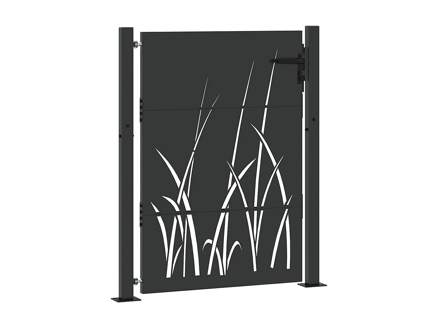 Puerta de jardín negra de 105 x 150 cm de acero con recubrimiento en polvo