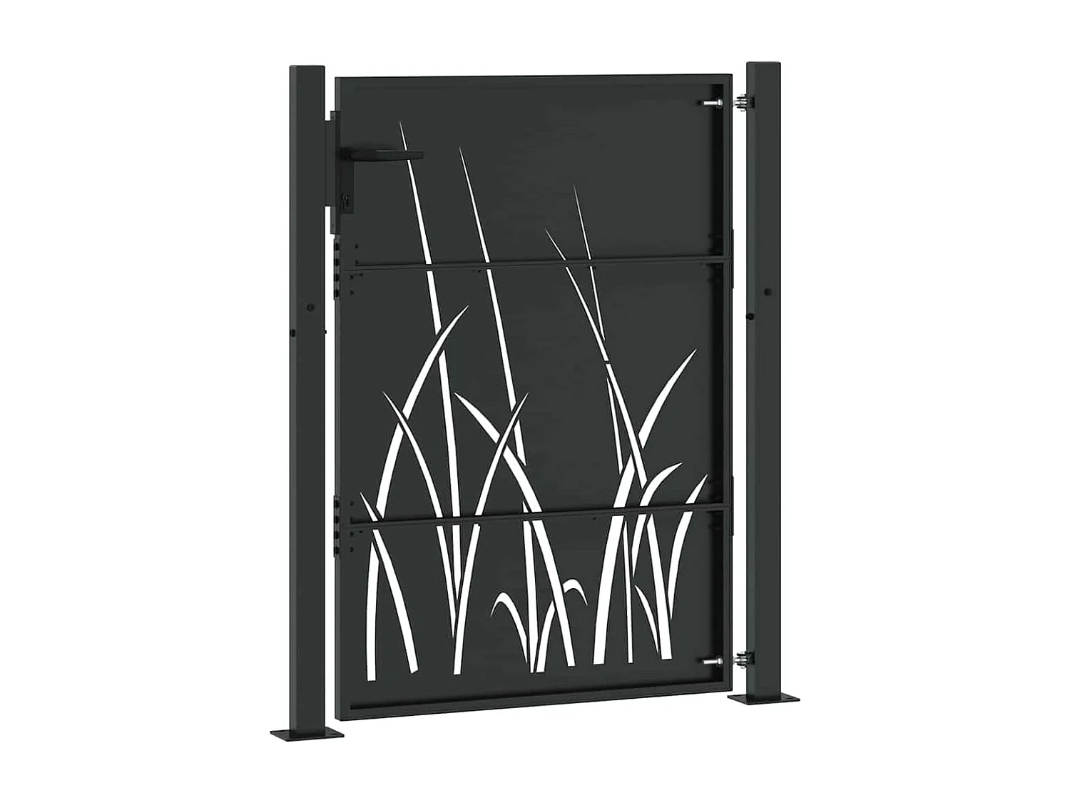 Puerta de jardín negra de 105 x 150 cm de acero con recubrimiento en polvo