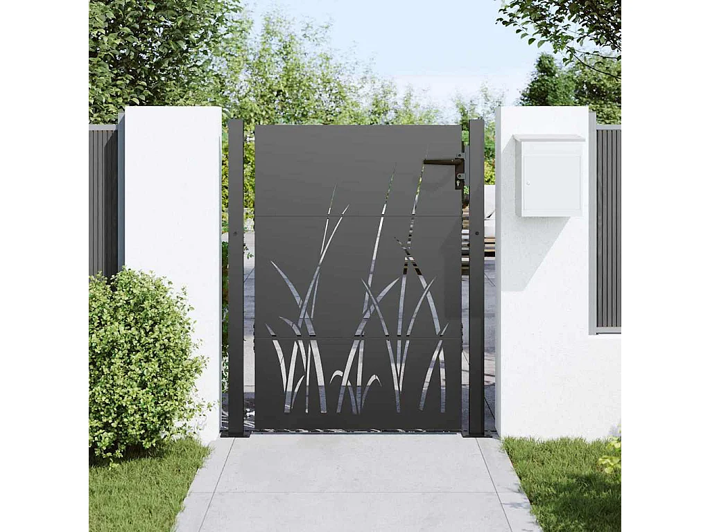 Cancello da giardino nero 105 x 150 cm in acciaio verniciato a polvere