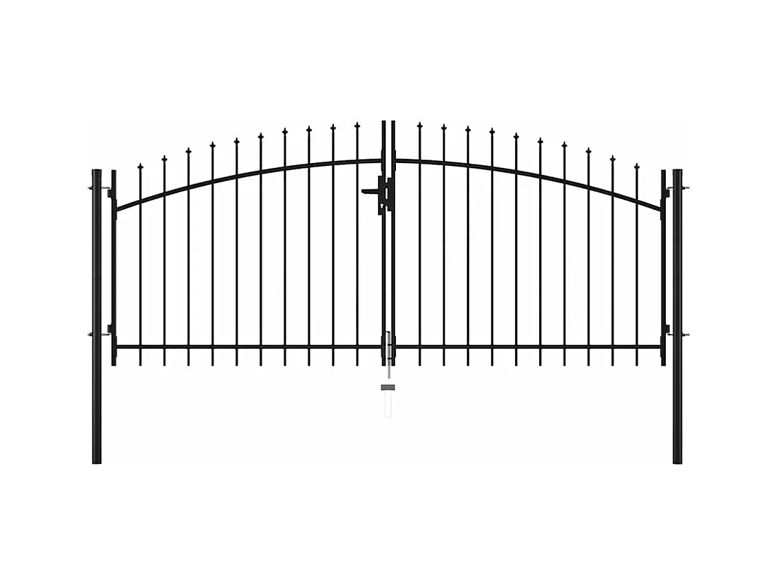 Puerta doble con remate en forma de lanza 300 x 150 cm