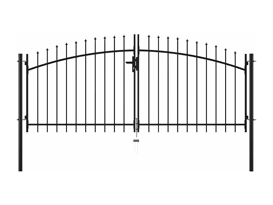 Double portail avec haut sous forme de lance 300 x 150 cm