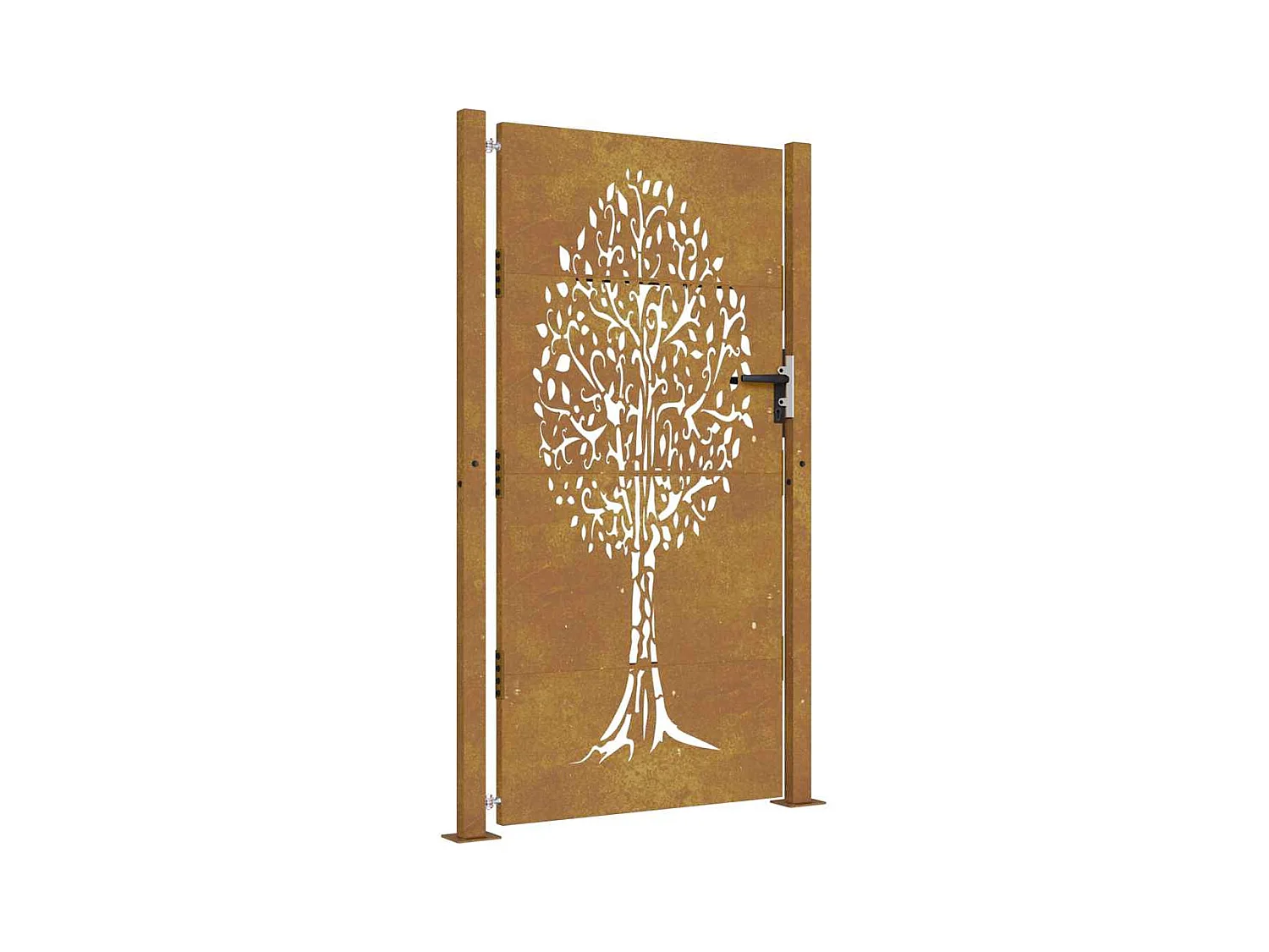 Puerta de jardín 105x205 cm acero corten diseño árbol