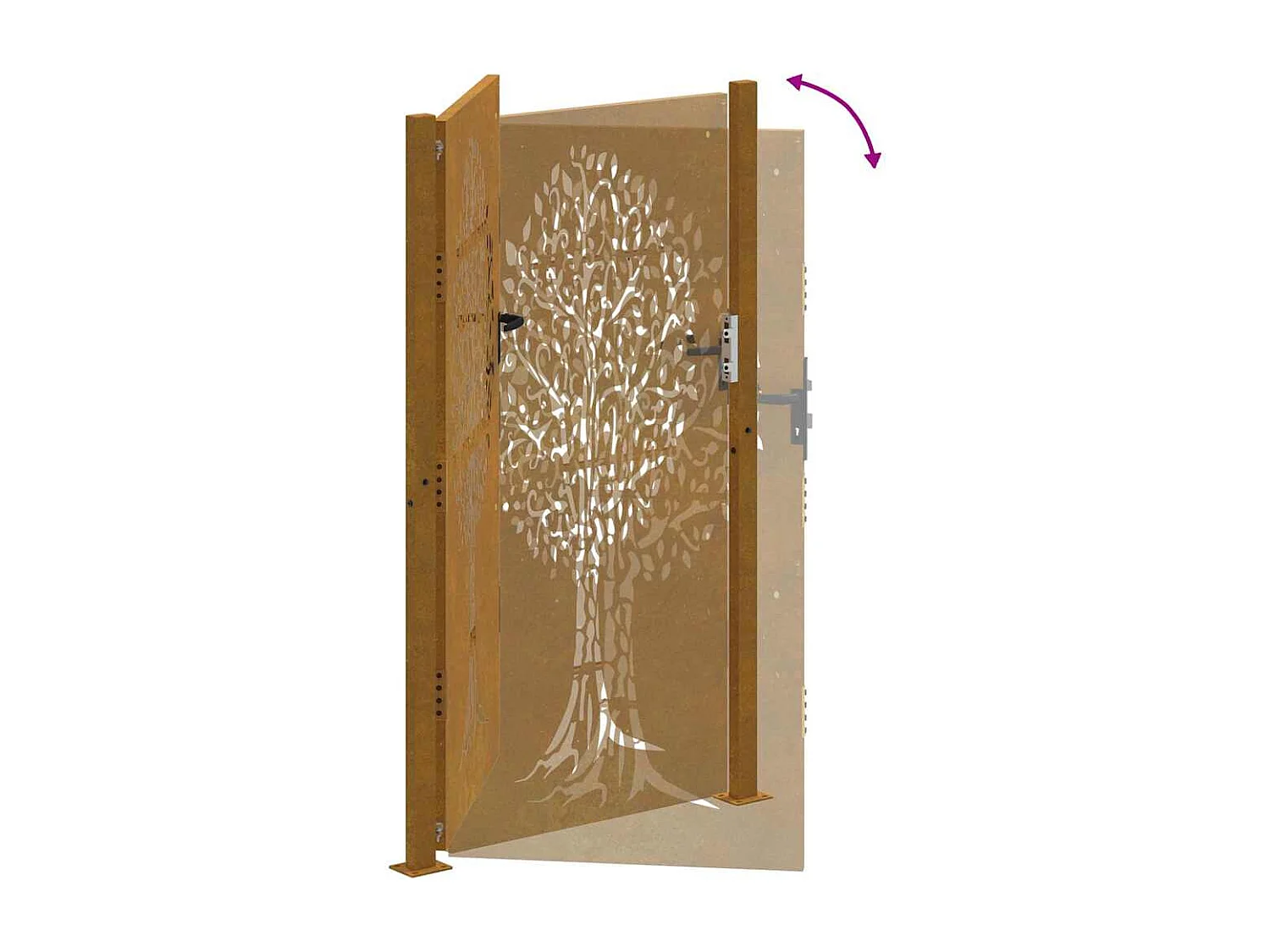 Puerta de jardín 105x205 cm acero corten diseño árbol