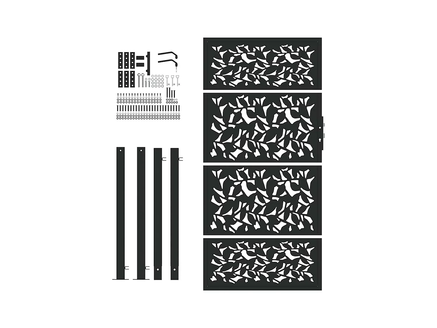 Puerta de jardín negra 105x180 cm diseño de hoja de acero